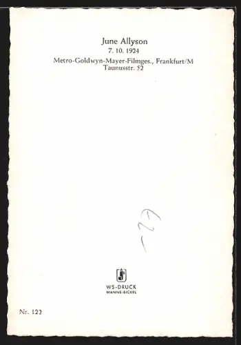 AK June Allyson, Portrait der Schauspielerin