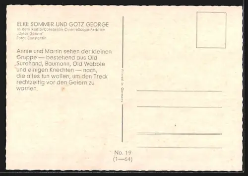 AK Filmszene aus Karl May-Film Unter Geiern, Elke Sommer und Götz George