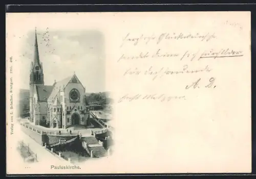 AK Stuttgart, Blick auf die Pauluskirche