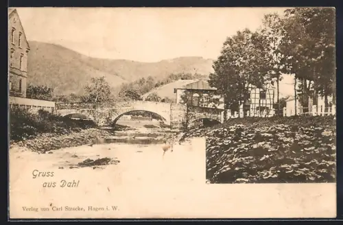 AK Dahn, Blick auf die Brücke im Ort