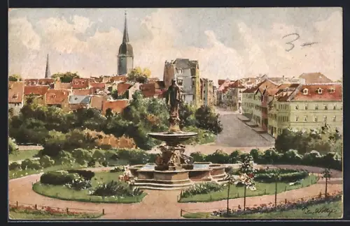 Künstler-AK Weimar / Thüringen, Blick vom Museum