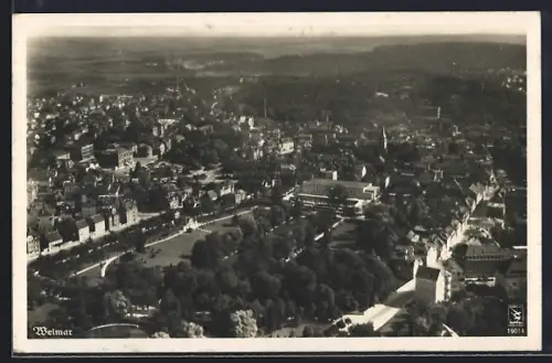 AK Weimar / Thür., Teilansicht, Fliegeraufnahme