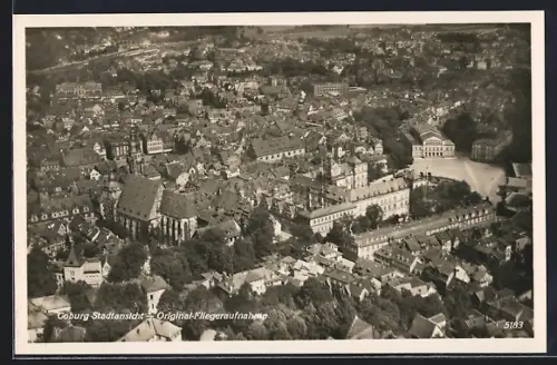 AK Coburg, Ortsansicht vom Flugzeug aus, Fliegeraufnahme