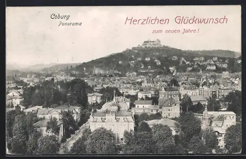 AK Coburg, Panorama mit Veste Coburg