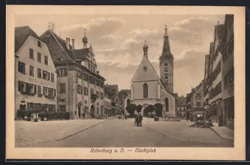AK Rottenburg a. N., Marktplatz mit Hotel Bären