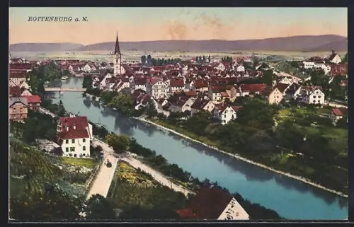 AK Rottenburg a. N., Ortansicht mit Neckar