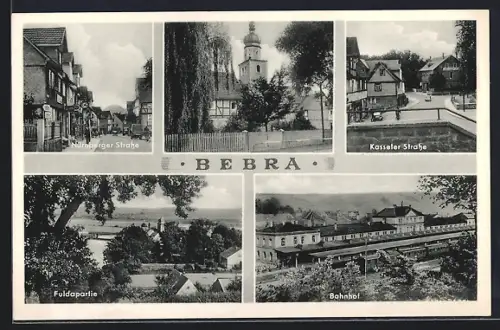 AK Bebra, Fuldapartie, Bahnhof, Kasseler Strasse