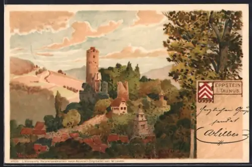 Lithographie Eppstein i. Taunus, Burgruine