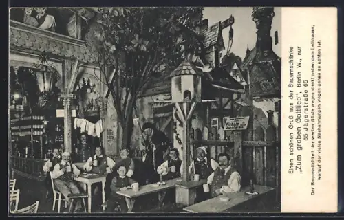 AK Berlin, Bauernschänke Zum groben Gottlieb, Jägerstr. 65, Innenansicht