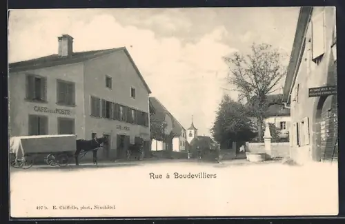 AK Boudevilliers, Cafe de la Poste et une rue