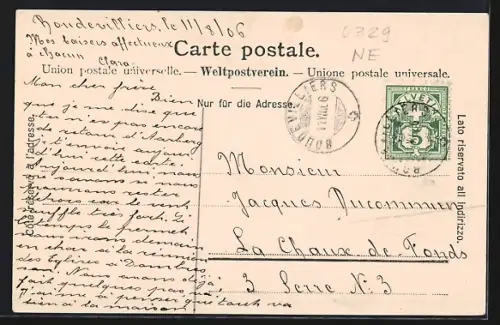 AK Boudevilliers, Cafe de la Poste et une rue