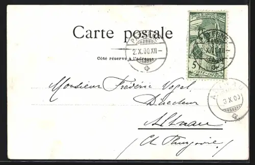 AK Payerne, Strassenpartie mit Hotel Croix Blanche