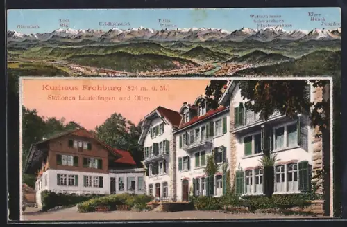 AK Olten, Kurhaus Frohburg, Bergpanorama mit Eiger, Mönch und Jungfrau