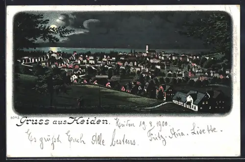 Lithographie Heiden, Totale von der Bergwiese aus gesehen