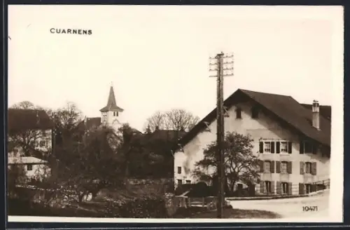 AK Cuarnens, Ortspartie mit Strasse