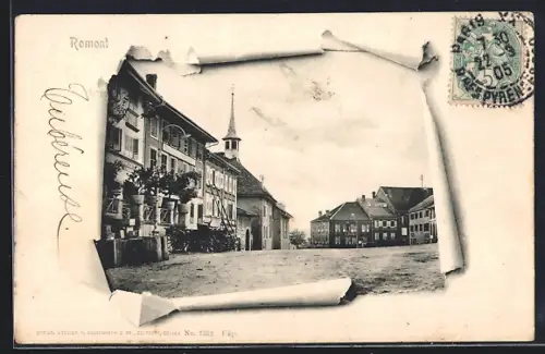 AK Romont, Strassenpartie durch zerrissenes Papier