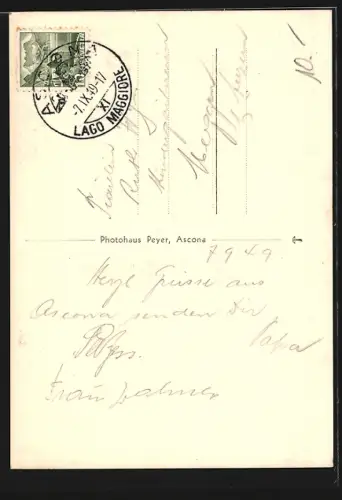 AK Ascona, Strassenpartie mit Bäumen