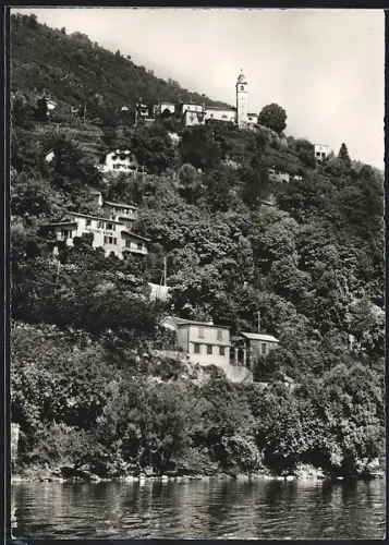 AK Porto-Ronco /Lago Maggiore, Panorama mit Pension Eden