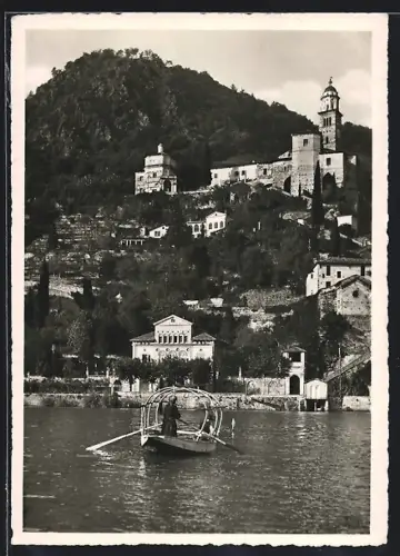 AK Morcote /Lago di Lugano, Panorama mit Kirche