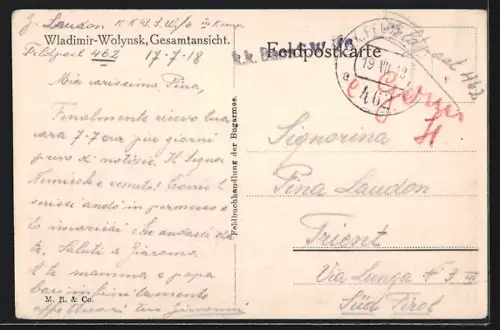 AK Wladimir-Wolynsk, Gesamtansicht mit Kirche