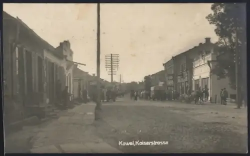 AK Kowel, Kaiserstrasse mit Anwohnern
