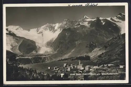 AK Saas-Fee, Panorama mit Mischabelkette