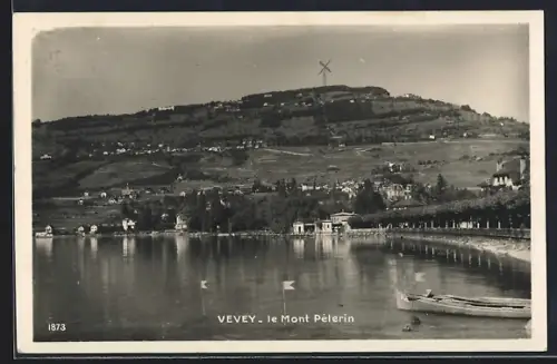 AK Vevey, Panorama et le Mont Pélerin