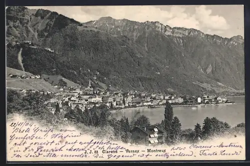 AK Clarens-Vernex-Montreux, Teilansicht mit Bergen
