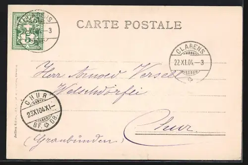 AK Clarens-Vernex-Montreux, Teilansicht mit Bergen