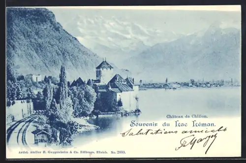 AK Château de Chillon /Lac Léman, Panorama mit Bergen