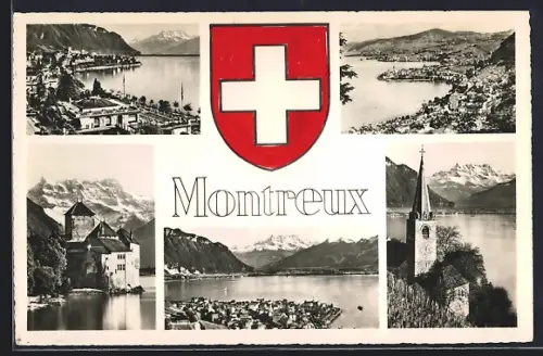 AK Montreux, Teilansicht, Schloss, Kirche