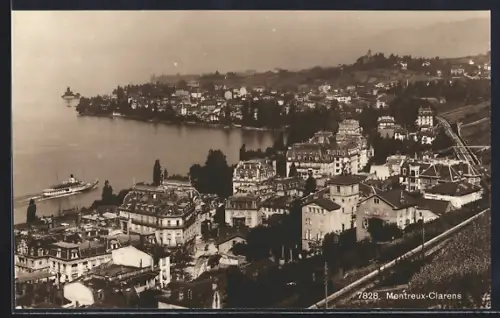 AK Montreux-Clarens, Teilansicht mit Dampfer