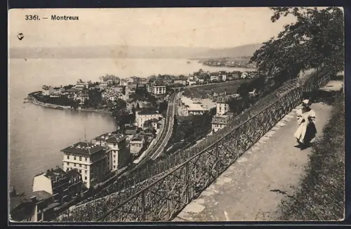 AK Montreux, Teilansicht mit Promenade