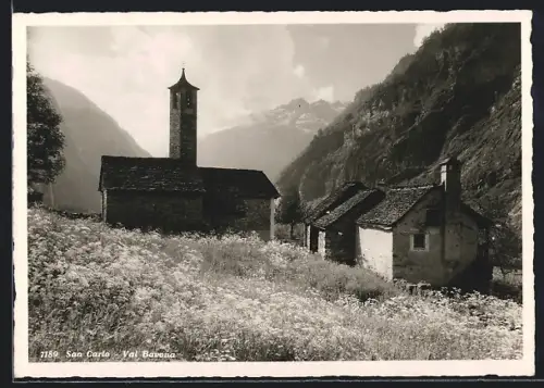 AK San Carlo /Val Bavona, Panorama mit Kapelle