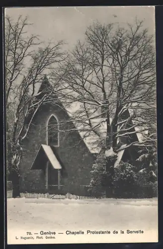 AK Genève, Chapelle Protestante de la Servette en hiver