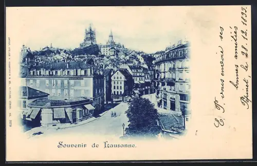 AK Lausanne, Strassenpartie mit Geschäften