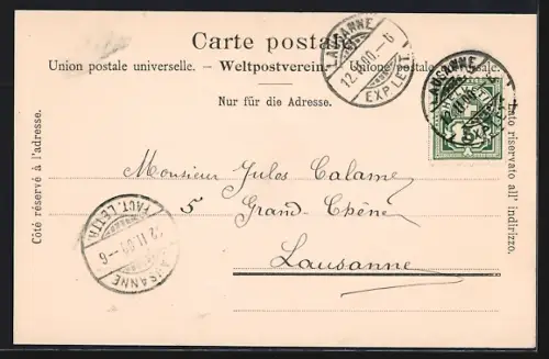 AK Lausanne, Strassenpartie mit Brücke