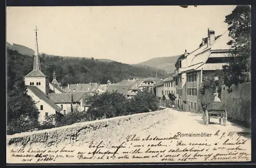 AK Romainmôtier, Teilansicht mit Strassenpartie