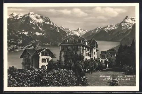 AK Seelisberg, Grand Hotel Bellevue mit Blick auf Bristenstock