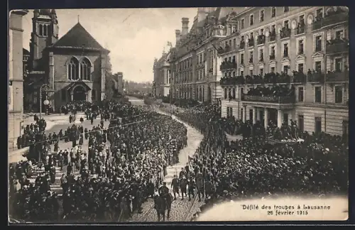 AK Lausanne, Défilé des troupes 1915