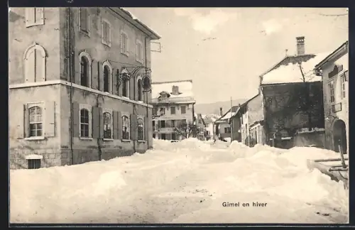 AK Gimel, Strassenpartie im Winter