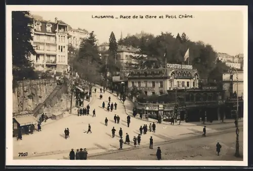 AK Lausanne, Place de la Gare et Petit Chene, Ortspartie mit dem Restaurant des 2 Gares