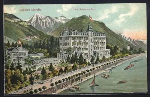 Künstler-AK Locarno-Muralto, Hôtel Reber au Lac