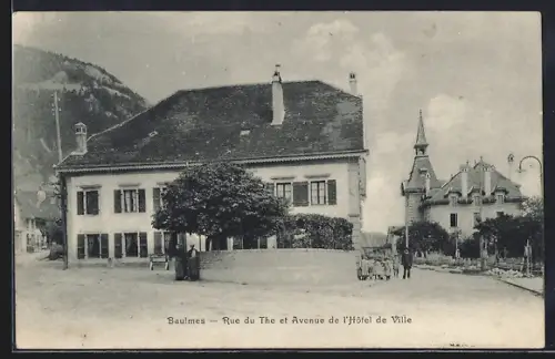 AK Baulmes, Rue du The et Avenue de l`Hôtel de Ville