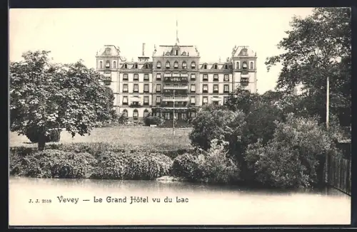 AK Vevey, Le Grand Hôtel vu du Lac