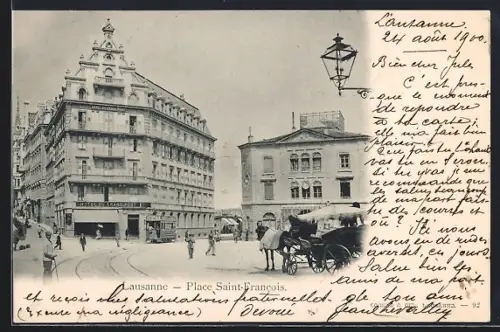 AK Lausanne, Place Saint-Francois et l`Hotel du Grand Pont
