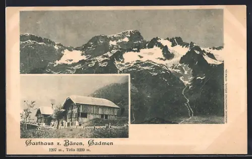 AK Gadmen, Gasthaus zum Bären, Bergpanorama