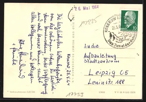 AK Koserow, Strandansichten, Haus Seemannstreu