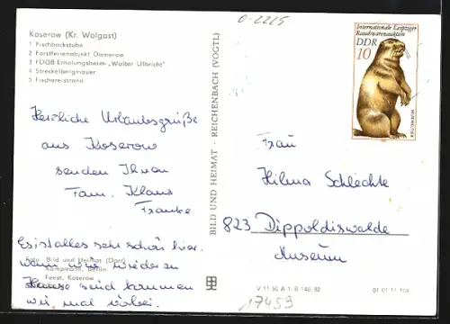 AK Koserow, Fischbackstube, Forstferienprojekt Damerow, FDGB-Ferienheim Walter Ulbricht, Streckelbergmauer