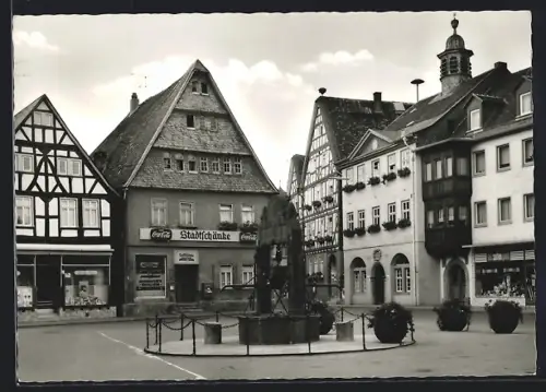 AK Nidda / Hessen, Marktplatz mit Gasthaus Stadtschänke